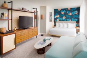 Queen size hotel room in Waikiki