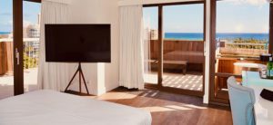 Waikiki hotel room with ocean views