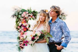 Wedding photoshoot on beach in Hawaii