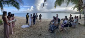 Oceanfront wedding at Secret Island in Hawaii
