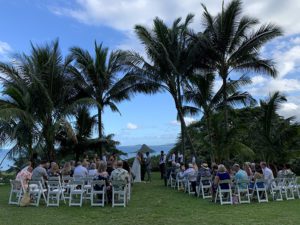wedding ceremony at upper paliku gardens lawn