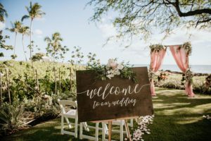 welcome sign at hawaii wedding