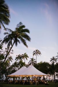 tent set up at hawaii wedding