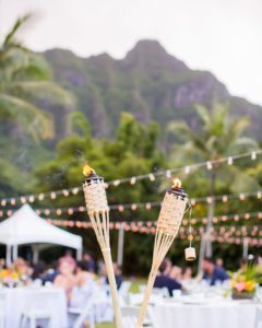 tiki torches at hawaii wedding