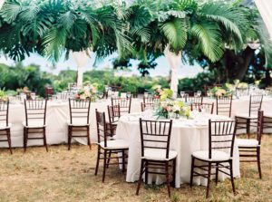 Wedding table setup at Hawaii wedding