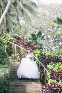 Bride Walking Down Stairs at Wedding