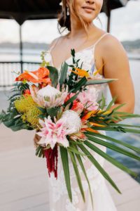 Bride Holding Custom Flower Bouquet