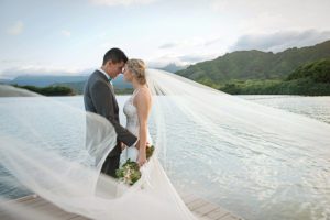 Bride and Groom on Boat Dock
