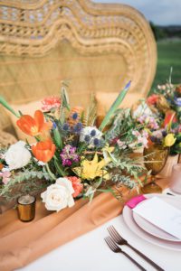 Floral Arrangement on Wedding Table by Tropical Moon Events